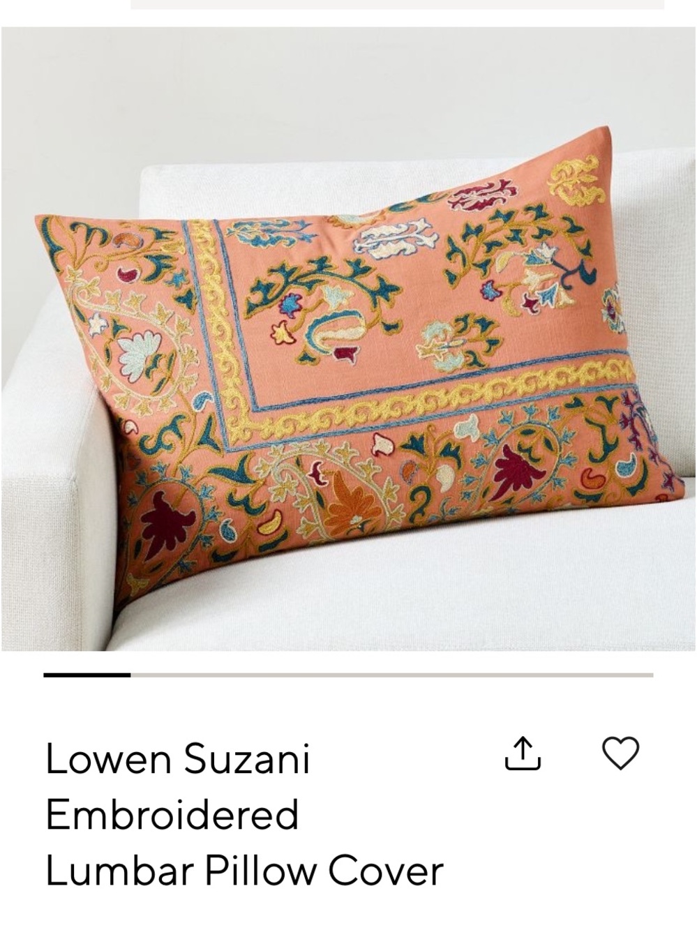 NWT Pottery Barn Lowen Embroidered Lumbar Pillow Cover